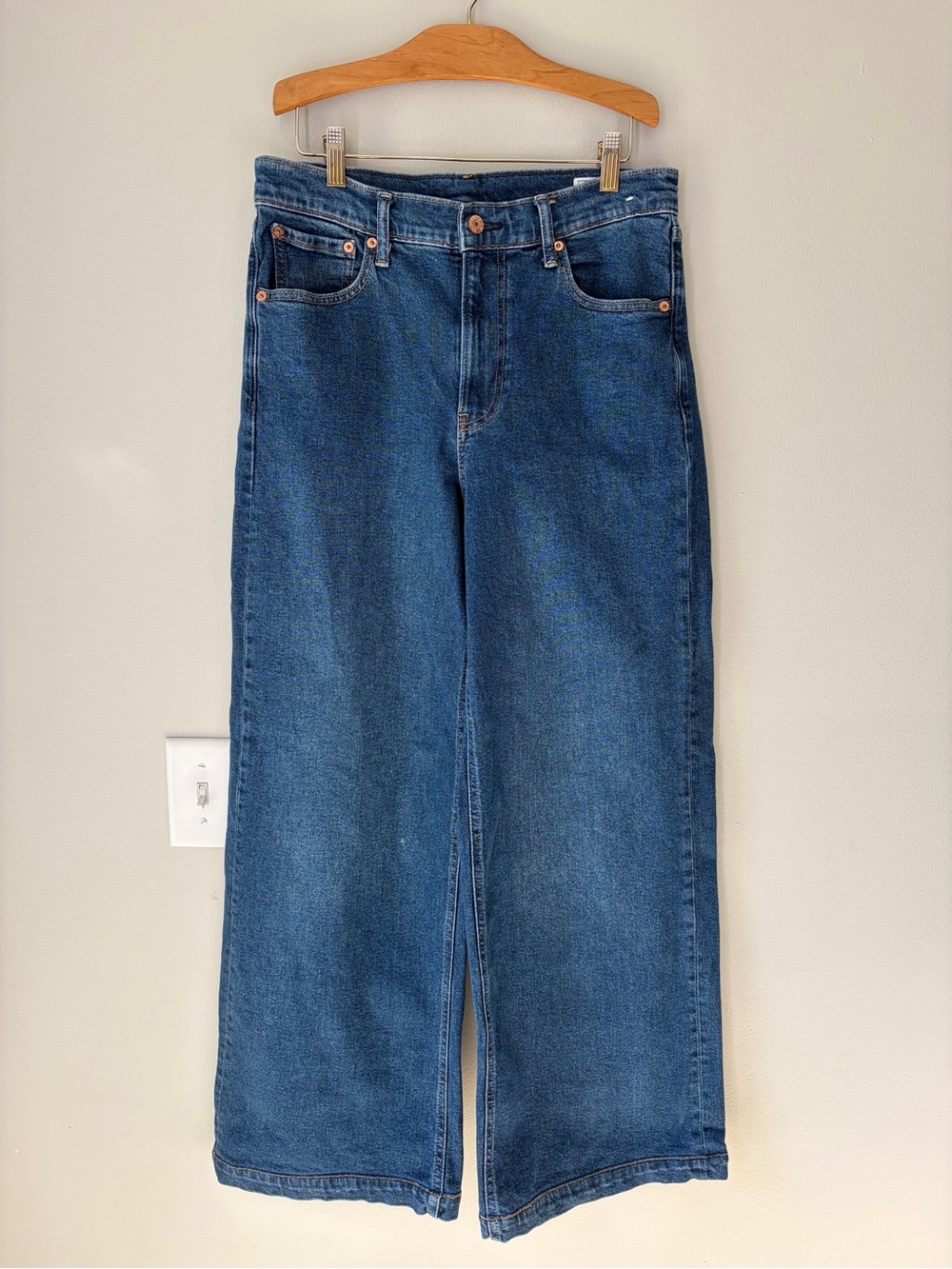 GAP Dark Medium Wash High Rise Stride Wide Leg Jeans Size 30/10R